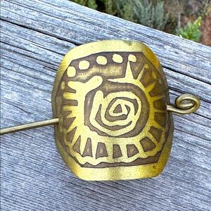 Bohemian Gold Toned Brass Hair Cuff with Clip VTG